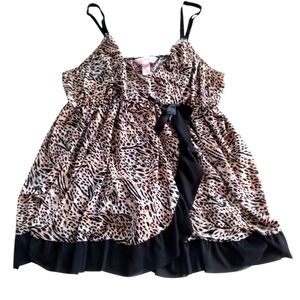 Cacique Intimates Size 14/16 Leopard Print Babydoll